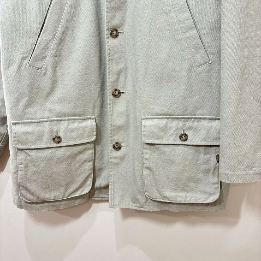 VTG Lands End Men Field Barn Canvas Jacket Chore Coat Quilted Removable Liner XL